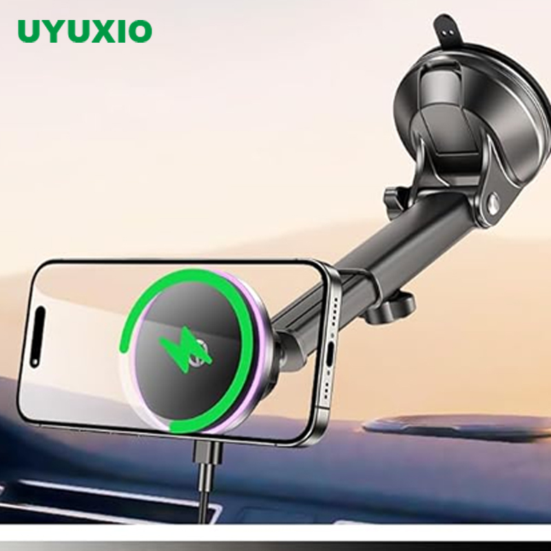 Wireless Car Charger Mount Fast Charging - UYUXIO-cargador de coche inalámbrico magnético de