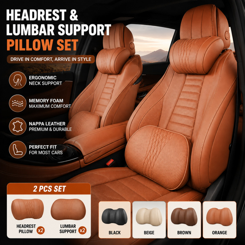 Memory Foam Car Neck Pillow Lumbar Support - Almohada para el Cuello del Reposacabezas
