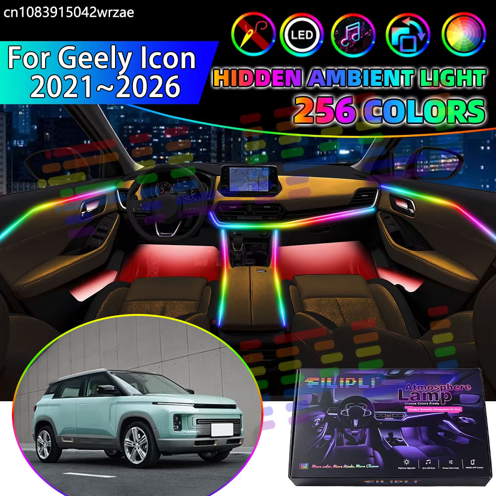 Para Geely Icon 2021~2026 SX12 - Led Ambient Interior Car Lights App Control reseña y precio