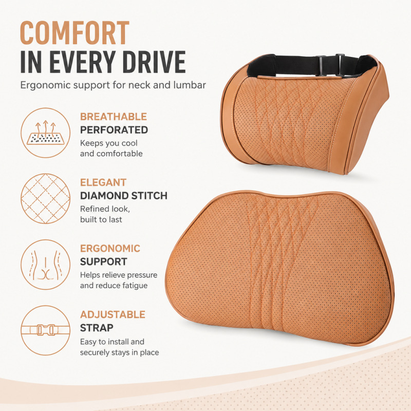 Almohada para el Cuello del Re - Memory Foam Car Neck Pillow Lumbar Support reseña y precio