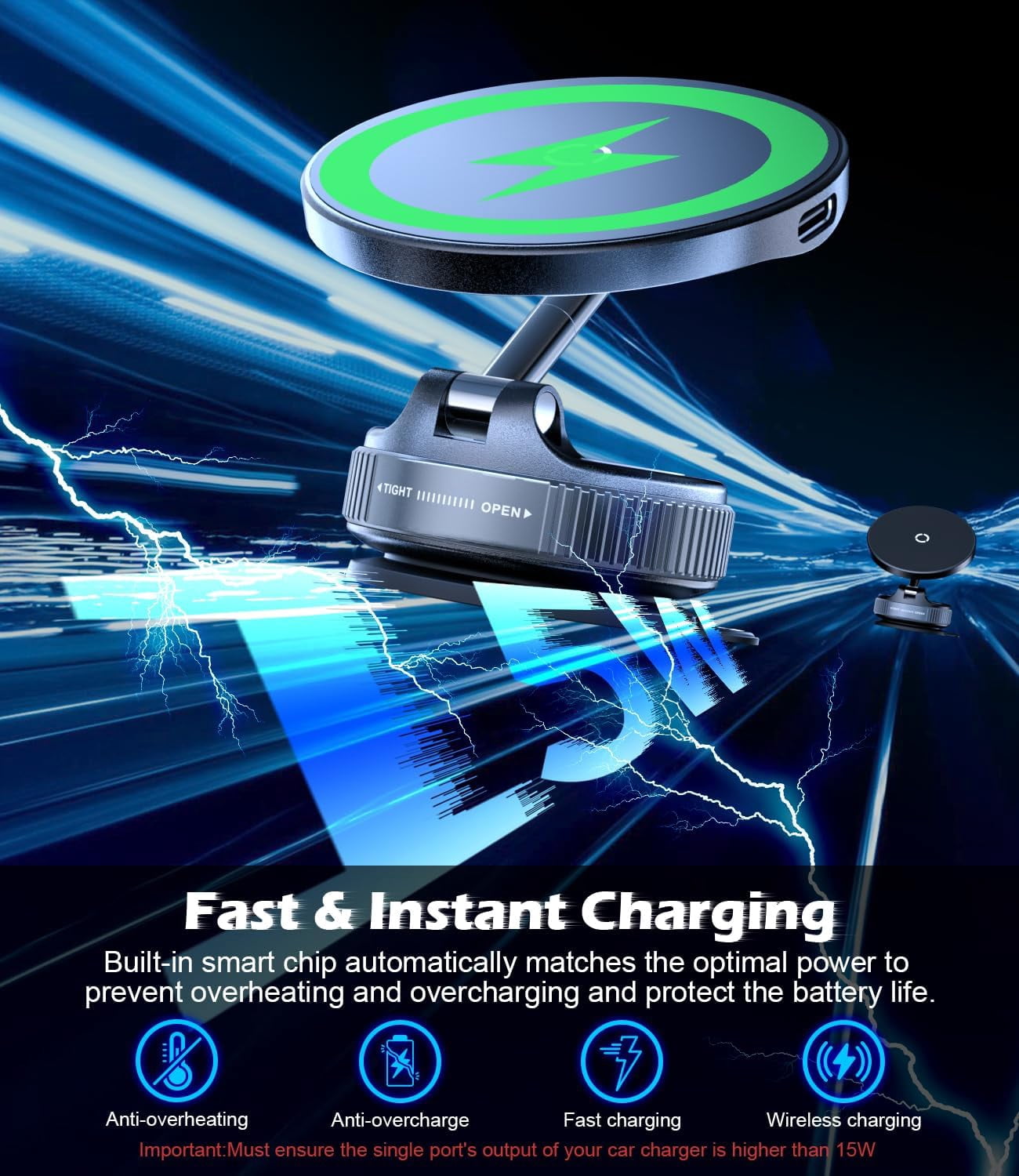 Cargador Inalámbrico Rápido de - Wireless Car Charger Mount Fast Charging reseña y precio